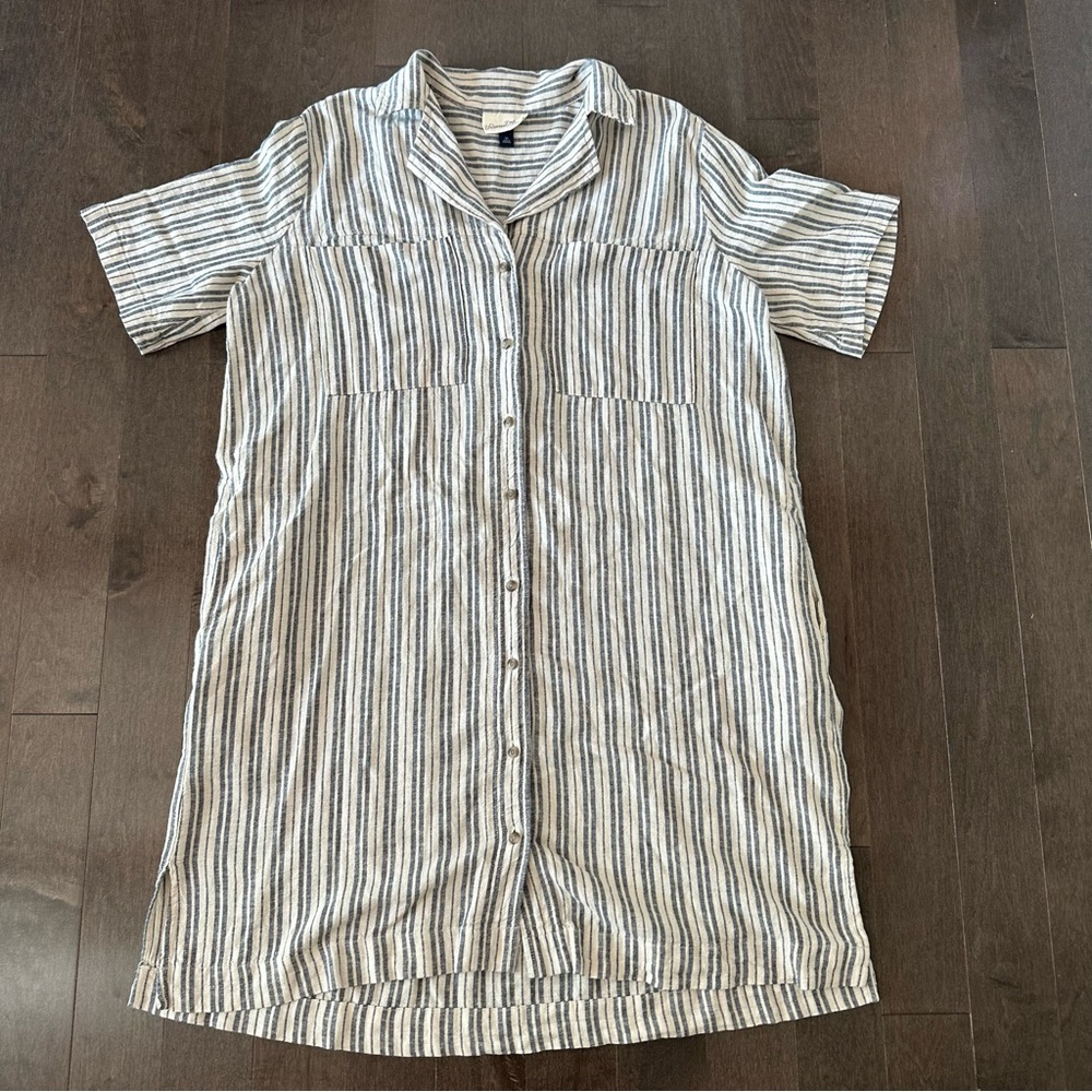 Universal Thread Linen Blend Shirt Dress Stripped Preppy‎ Seacoast Nautical XS